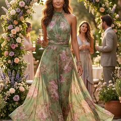 Adèle™ Floral Halter Maxi Dress