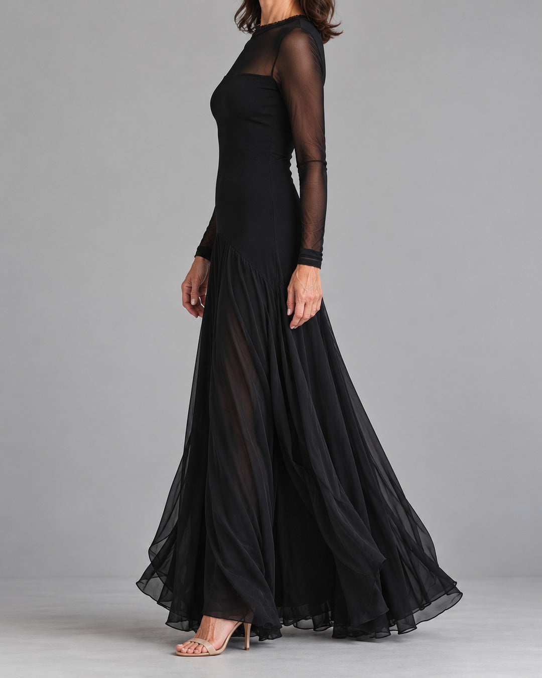Rosalind™ Sheer Patchwork Loose-Fitting Maxi Dress – zijkant