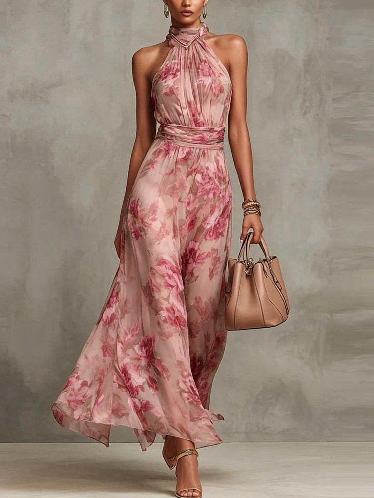 Adèle™ Floral Halter Maxi Dress
