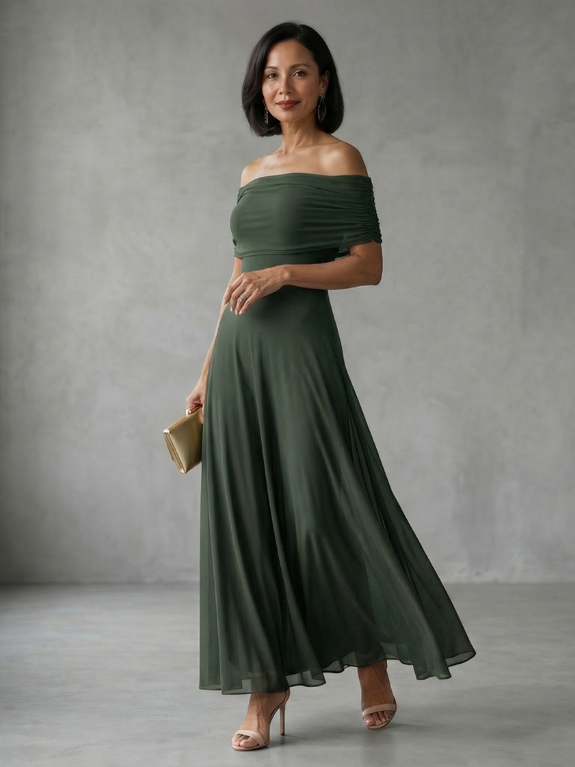 June™ Off Shoulder Draped Midi Dress