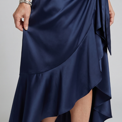 Honora™ Halter Neck Wrap Asymmetric Hem Midi Dress