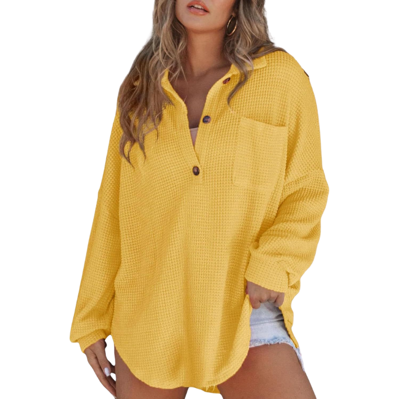 Nova™ Casual Lightweight Button V Neck Tunic Blouse