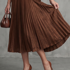 Theodora™ Pleated Waistline Stripe Midi Dress