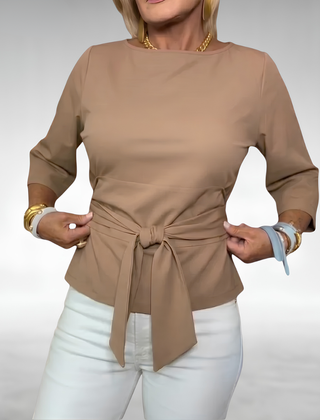 Avril™ Elegant Tie-Waist Blouse