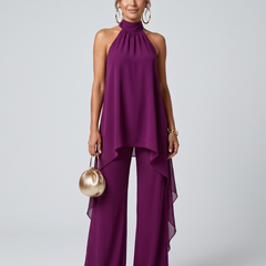 Zareen™ Asymmetric Tunic Top Wide Leg Pants Set
