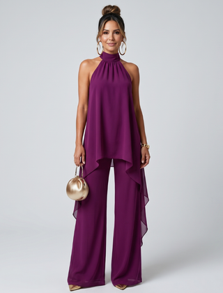 Zareen™ Asymmetric Tunic Top Wide Leg Pants Set