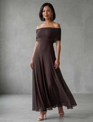 June™ Off Shoulder Draped Midi Dress