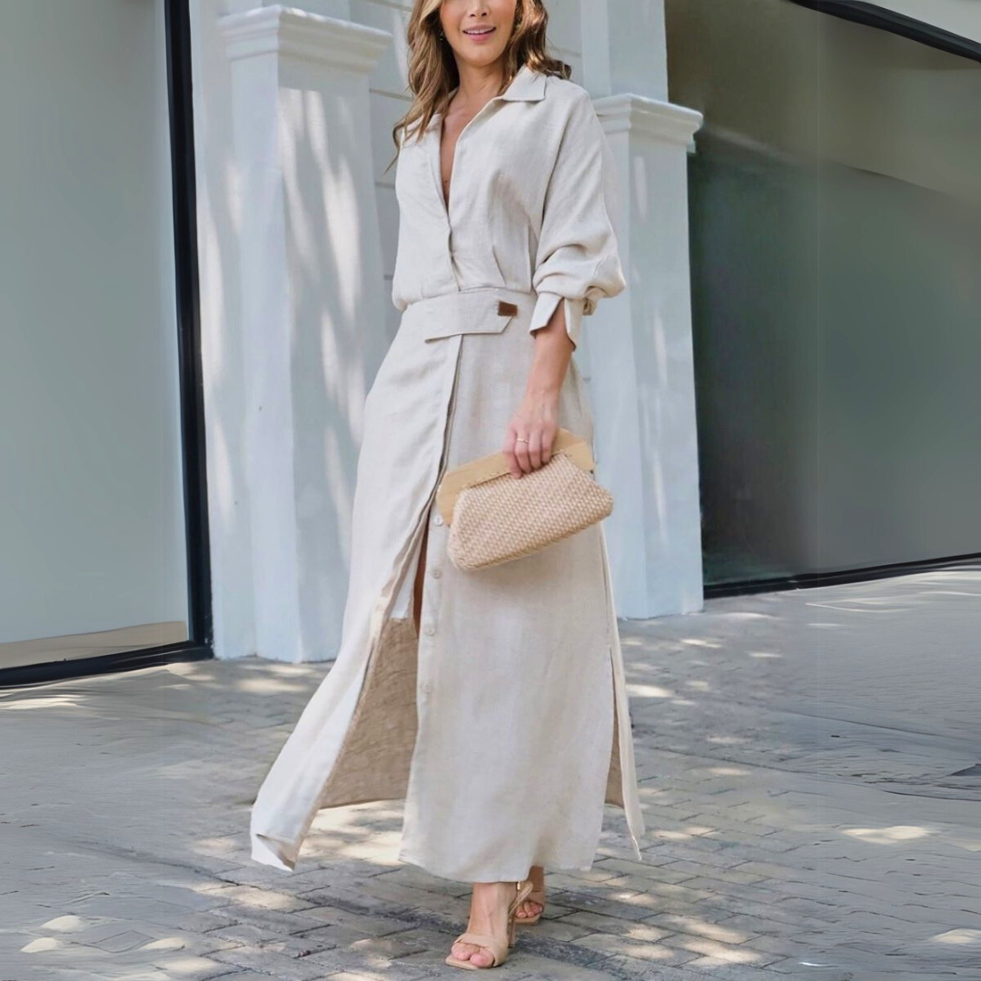 Jeanette™ Elegant Maxi Dress with V-Neck