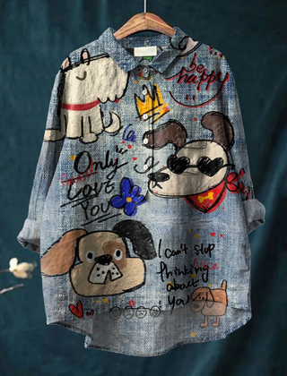 Quincy™ - Cute Dog Art Print Casual Shirt
