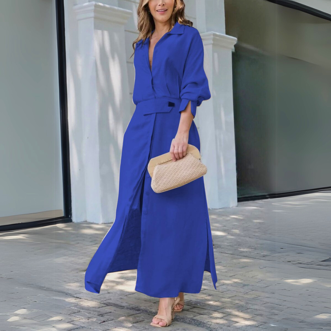 Jeanette™ Elegant Maxi Dress with V-Neck