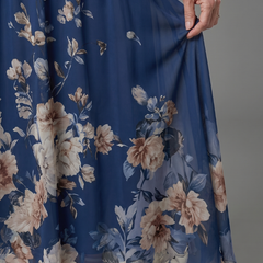 Clarissa™ Sleeveless V Neck Soft Floral Hem Midi Dress