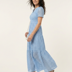 Brielle™ V Neck Short Sleeve Tiered Midi Dress