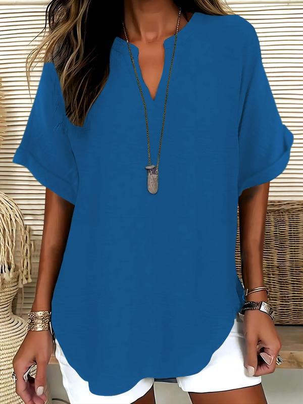 Atasia™ Soft-Touch Notched-Neck Blouse