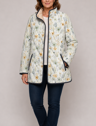 HATTIE™ | Enchanting Floral Print Quilted Jacket