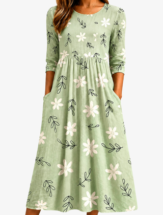 Elara | Floral Pocket Midi Dress