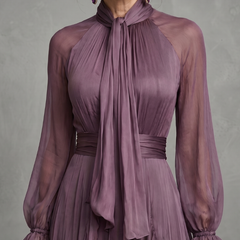 Demetria™ Tie Neck Ruffle Tiered Maxi Dress