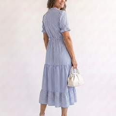 Dakota™ Short Sleeve Striped Tiered Midi Dress