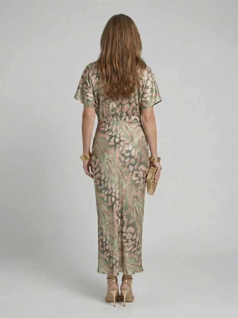 Seraphina™ Abstract Print V Neck Twist Waist Midi Dress