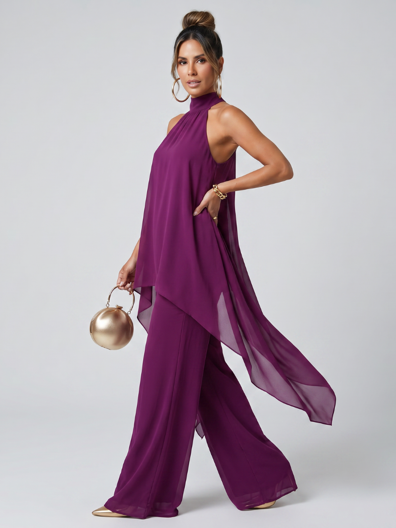 Zareen™ Asymmetric Tunic Top Wide Leg Pants Set