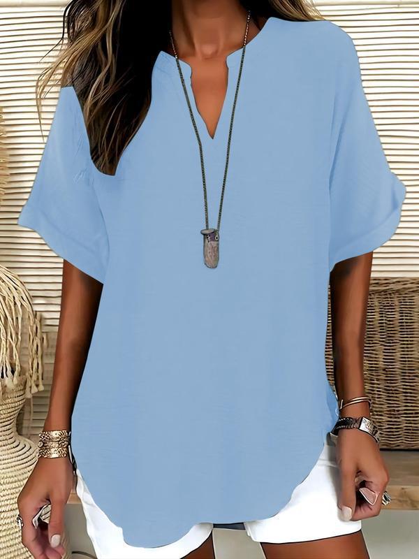 Atasia™ Soft-Touch Notched-Neck Blouse