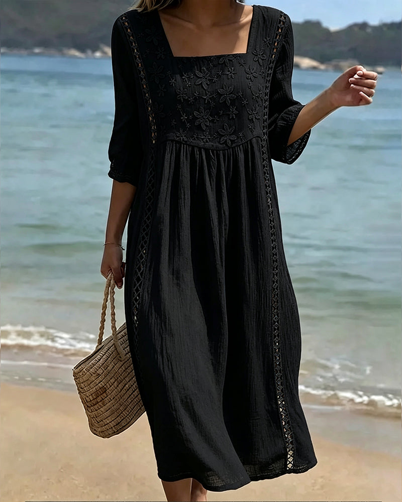 Liesel™ Casual Square-Neck Dress with Cut-Out Detail