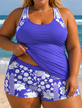 Charlotte | Plus Size Printed Tankini Shorts Set