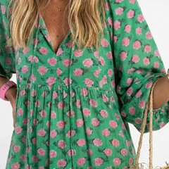 Fiora™ Floral Print V Neck Tiered Midi Dress