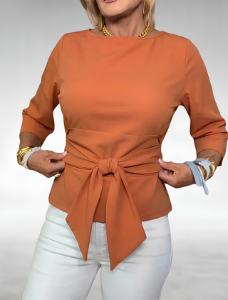 Avril™ Elegant Tie-Waist Blouse