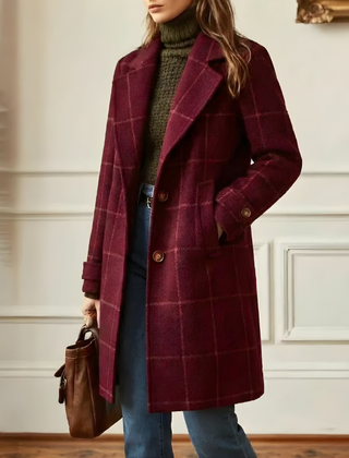 Kora™ Long Tweed Plaid Coat