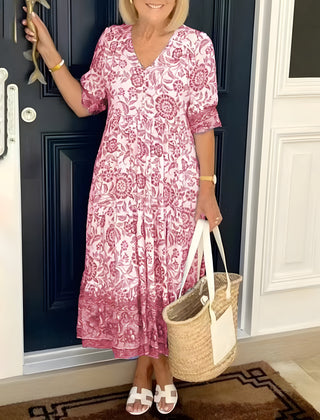 Remington | Graceful Floral V-Neck Dress