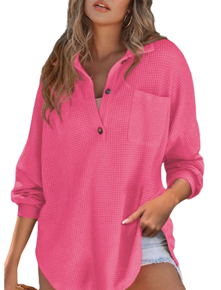 Nova™ Casual Lightweight Button V Neck Tunic Blouse