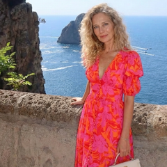 Willow™ Floral V Neck Puff Sleeve Midi Dress