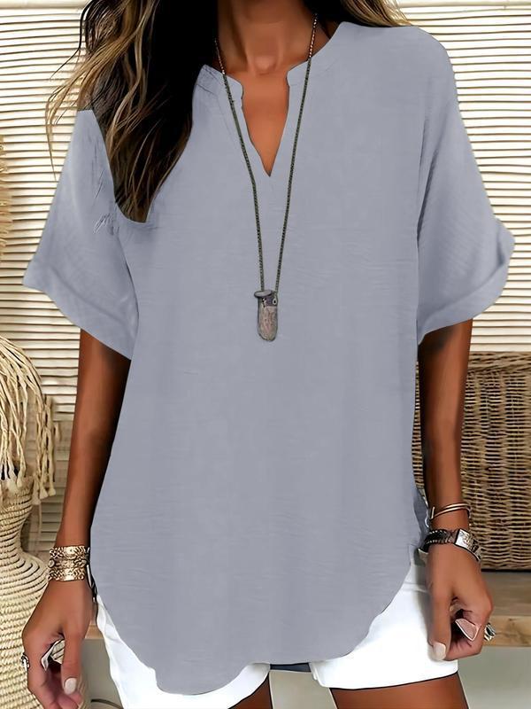 Atasia™ Soft-Touch Notched-Neck Blouse