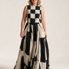 Audrey™ Contrast Panel Sleeveless Maxi Dress