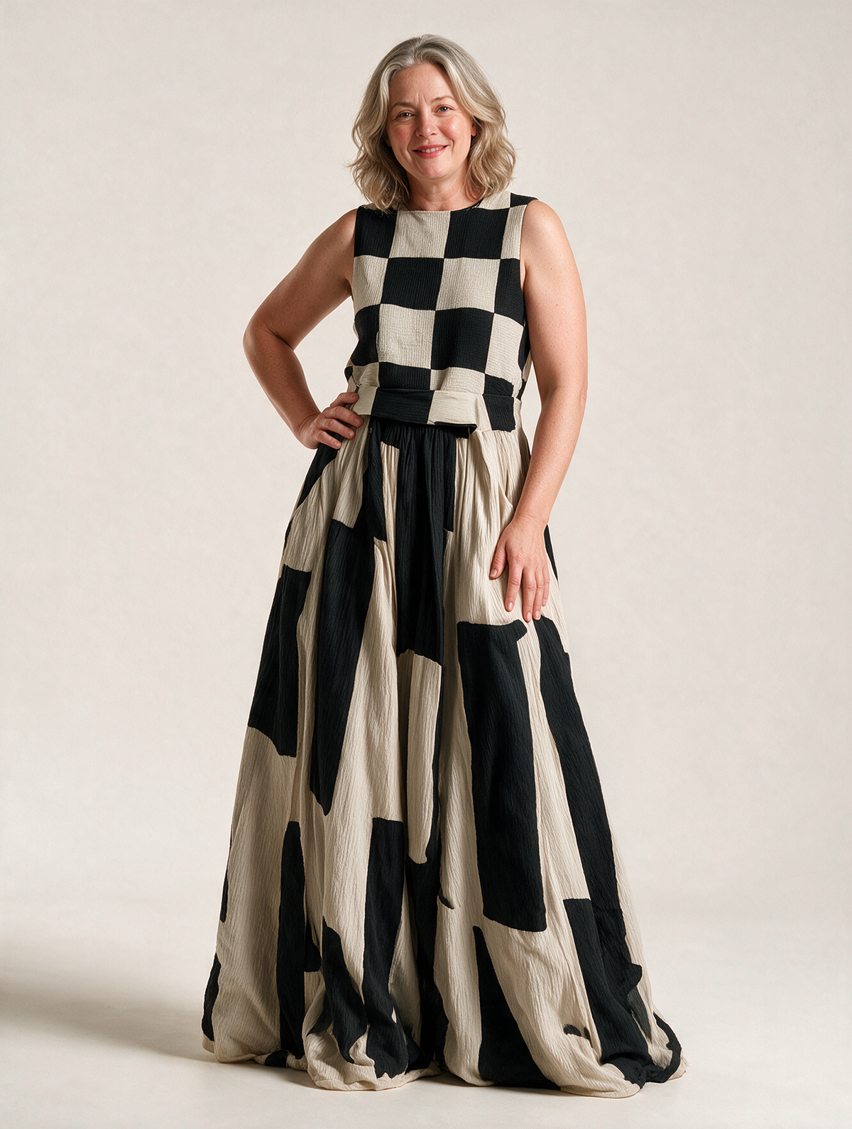 Audrey™ Contrast Panel Sleeveless Maxi Dress