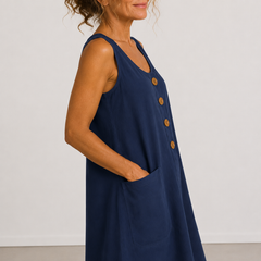 Macey™ Button-Front Summer Dress with Pockets