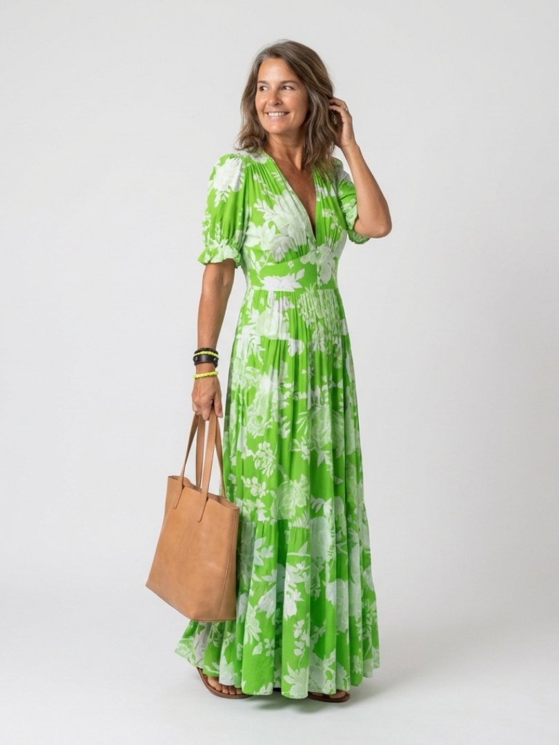 Ione™ Short Sleeve V Neck Floral Midi Dress