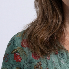 Marina™ Floral V Neck Three Quarter Sleeve Maxi Dress