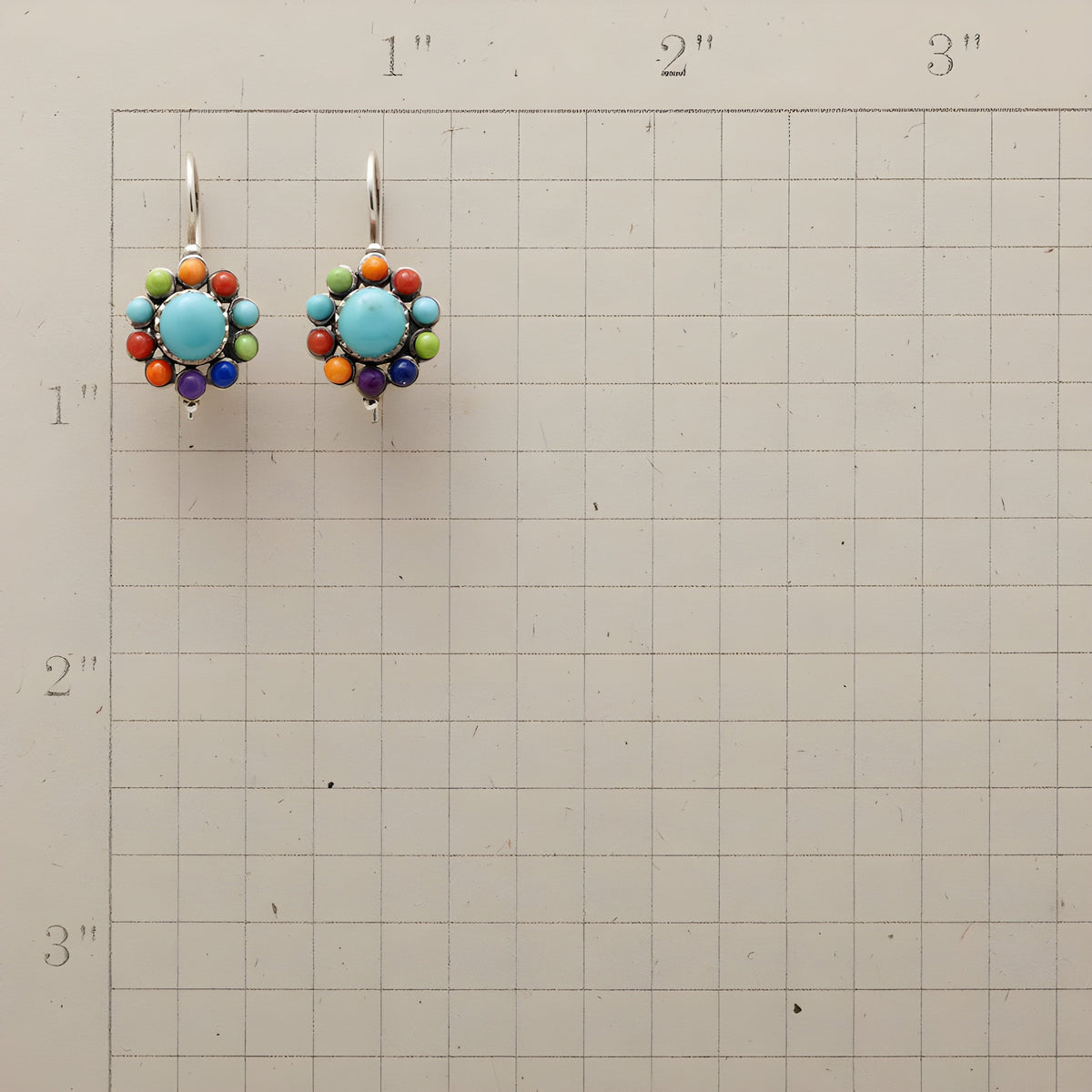 Multi-Colored Turquoise Hoop Earrings