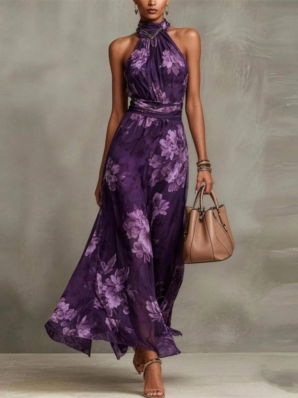 Adèle™ Floral Halter Maxi Dress