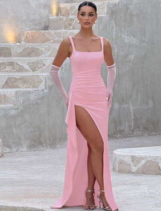 Livia™ Elegant Formal Slip Maxi Dress with Open Back