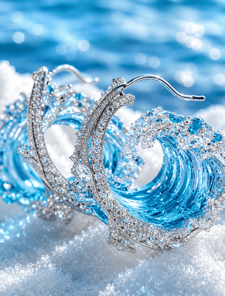 Ocean Wave Crystal Statement Earrings