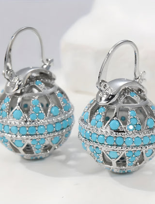 Turquoise Filigree Globe Drop Earrings