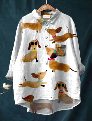 Ayah™ - Cute Dog Dachshund Art Print Casual Shirt