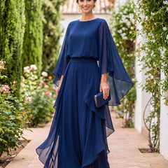 Lenorah™ Cape-Sleeve Top and Ruffled Skirt Two-Piece Set