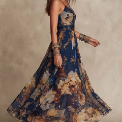 Lorena™ Navy Blue Floral Maxi Dress