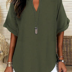 Atasia™ Soft-Touch Notched-Neck Blouse