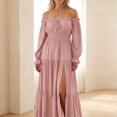Amaya™ Off-Shoulder Smocked Maxi Dress
