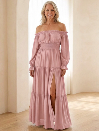 Amaya™ Off-Shoulder Smocked Maxi Dress