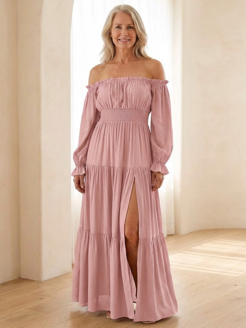 Amaya™ Off-Shoulder Smocked Maxi Dress